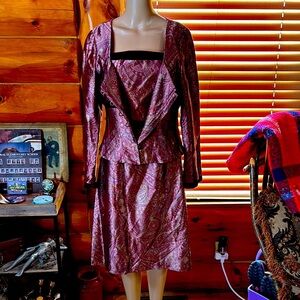 Vintage Kay Unger Purple‎ A-Line Knee-Length Dress Set